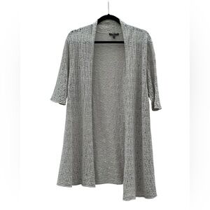 Eileen Fisher Gray Open-Front Cardigan- Wool -1X